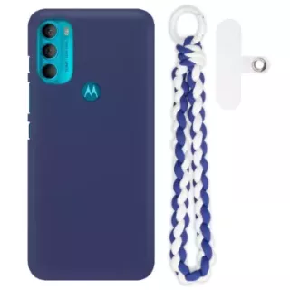 Gumowe Etui ze Sznurkiem i Zawieszką MOTOROLA MOTO G71 5G Warkocz GRANATOWY QUICK 237