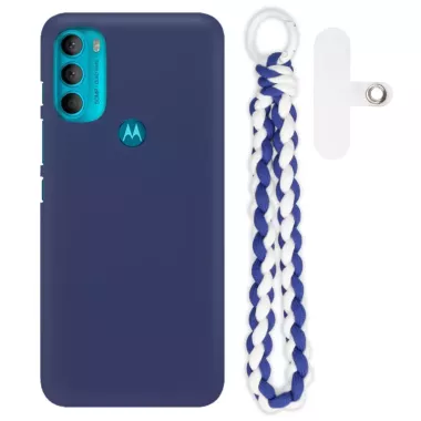 Gumowe Etui ze Sznurkiem i Zawieszką MOTOROLA MOTO G71 5G Warkocz GRANATOWY QUICK 237