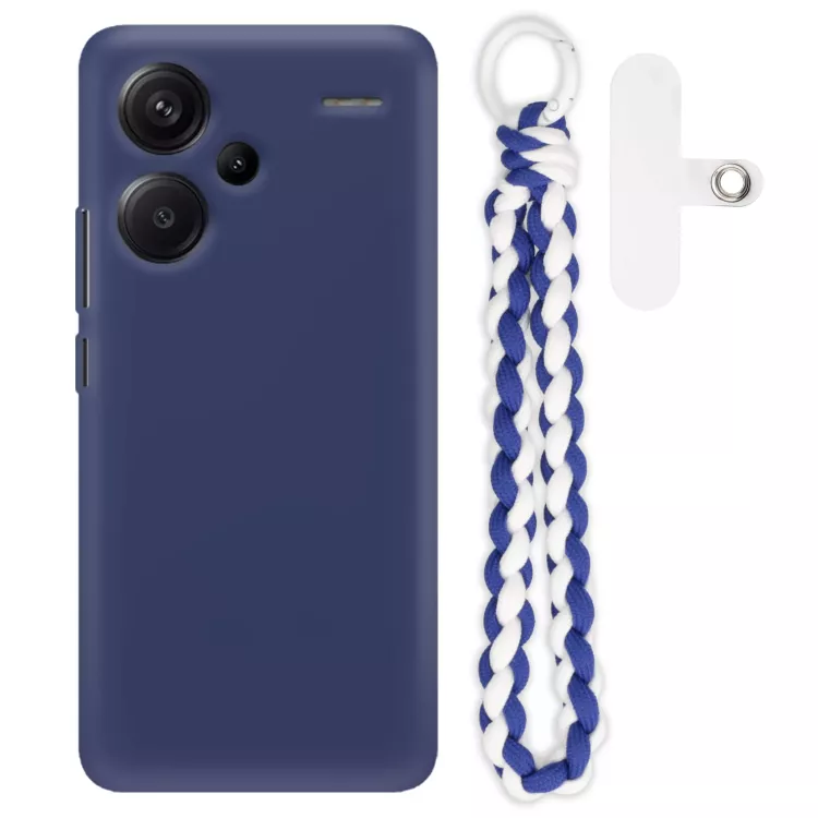 Gumowe Etui ze Sznurkiem i Zawieszką XIAOMI REDMI NOTE 13 PRO PLUS 5G Warkocz GRANATOWY QUICK 237