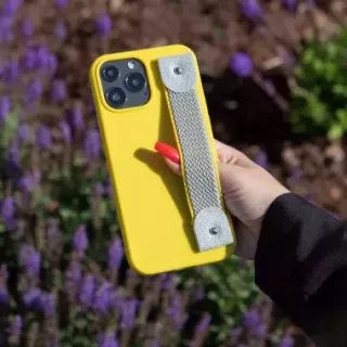 Matowe Etui z Paskiem do Telefonu APPLE IPHONE 11 ŻÓŁTY BLINK 256