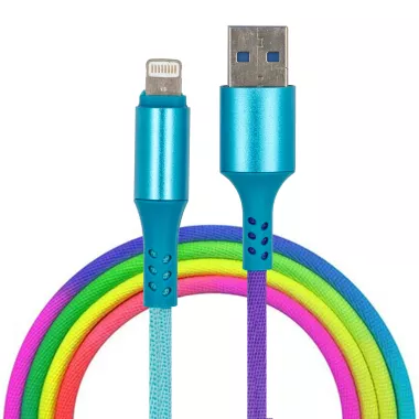 KABEL USB IPHONE LIGHTNING 1M TĘCZOWY