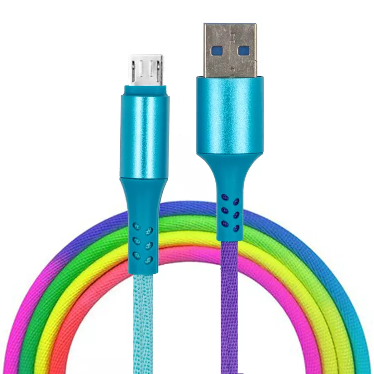 KABEL USB MICRO USB 1M TĘCZOWY