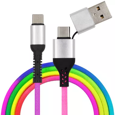 KABEL USB TYP C NA C 1M TĘCZOWY