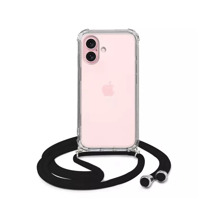 ETUI DO APPLE IPHONE 16 CROSSBODY Czarny Sznurek Smycz