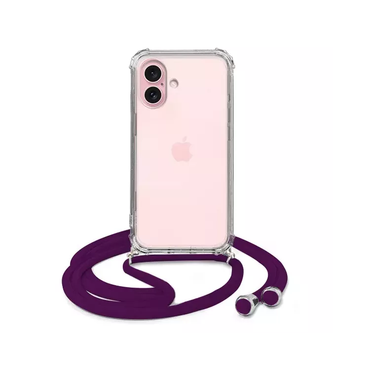 ETUI DO APPLE IPHONE 16 CROSSBODY Śliwkowy Sznurek Smycz