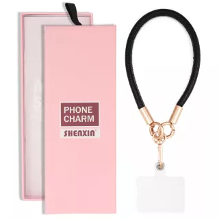 BRELOCZEK CHARM Zawieszka Quick Do Telefonu Kluczy Plecaka Smycz Skóra Czarna
