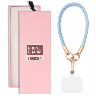 BRELOCZEK CHARM Zawieszka Quick Do Telefonu Kluczy Plecaka Smycz Skóra Niebieska