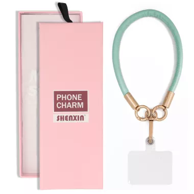 BRELOCZEK CHARM Zawieszka Quick Do Telefonu Kluczy Plecaka Smycz Skóra Miętowa