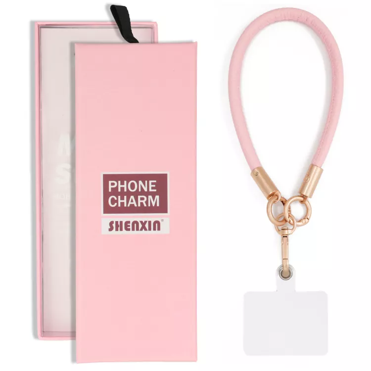 BRELOCZEK CHARM Zawieszka Quick Do Telefonu Kluczy Plecaka Smycz Skóra Różowa