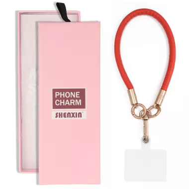 BRELOCZEK CHARM Zawieszka Quick Do Telefonu Kluczy Plecaka Smycz Skóra Pomarańczowy