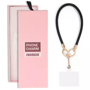 BRELOCZEK CHARM Zawieszka Quick Do Telefonu Kluczy Plecaka Smycz Guma Jeans Czarny
