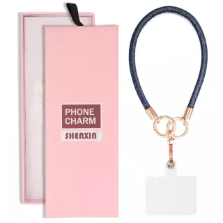 BRELOCZEK CHARM Zawieszka Quick Do Telefonu Kluczy Plecaka Smycz Guma Jeans Niebieski
