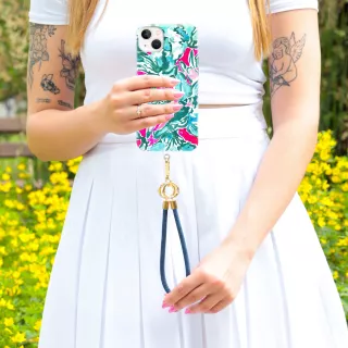 BRELOCZEK CHARM Zawieszka Quick Do Telefonu Kluczy Plecaka Smycz Guma Jeans Niebieski