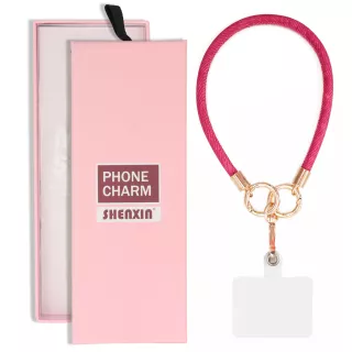 BRELOCZEK CHARM Zawieszka Quick Do Telefonu Kluczy Plecaka Smycz Guma Jeans Fuksja