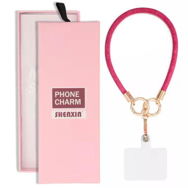 BRELOCZEK CHARM Zawieszka Quick Do Telefonu Kluczy Plecaka Smycz Guma Jeans Fuksja