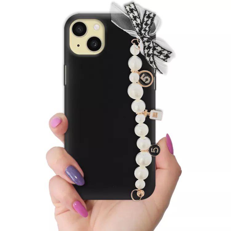 ETUI SMOOTH Z ŁAŃCUSZKIEM NA TELEFON APPLE IPHONE 15 PLUS CZARNY