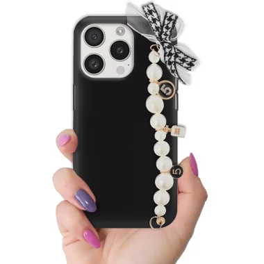 ETUI SMOOTH Z ŁAŃCUSZKIEM NA TELEFON APPLE IPHONE 15 PRO CZARNY
