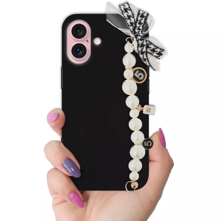 ETUI SMOOTH Z ŁAŃCUSZKIEM NA TELEFON APPLE IPHONE 16 CZARNY