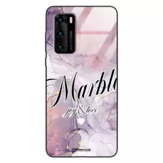 Etui Black Case Glass Marble Elegance do HUAWEI P40 Marmurkowe