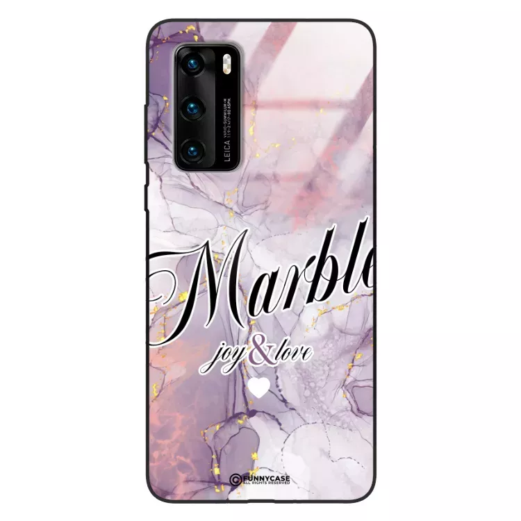 Etui Black Case Glass Marble Elegance do HUAWEI P40 Marmurkowe