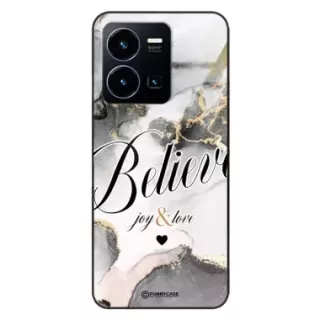Etui Black Case Glass Marble Elegance do VIVO Y22s Marmurkowe