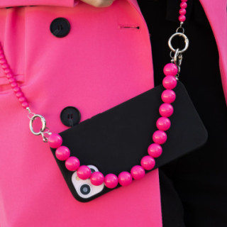 MATOWE ETUI DO XIAOMI REDMI NOTE 15 5G Z RÓŻOWYM ŁAŃCUSZKIEM KORALE BLINK 99 CZARNY