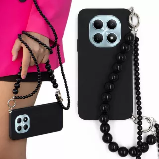 MATOWE ETUI DO XIAOMI REDMI NOTE 15 5G Z CZARNYM ŁAŃCUSZKIEM KORALE BLINK 100 CZARNY