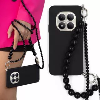 MATOWE ETUI DO XIAOMI REDMI NOTE 15 PRO 5G Z CZARNYM ŁAŃCUSZKIEM KORALE BLINK 100 CZARNY