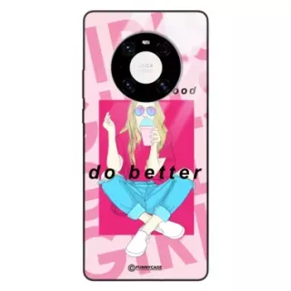 Etui Black Case Glass Hipster Babe do HUAWEI MATE 40  Styl Fashion ST_HIB117