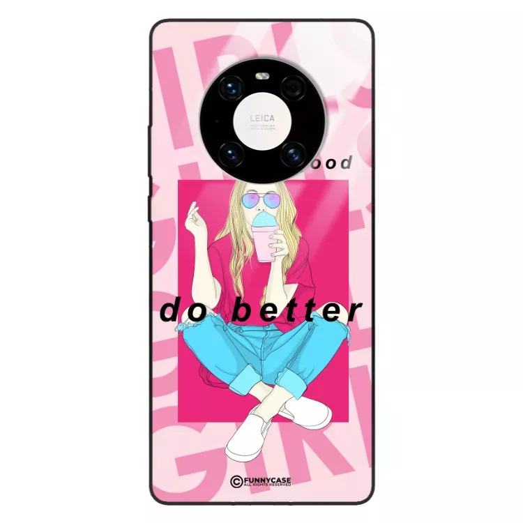 Etui Black Case Glass Hipster Babe do HUAWEI MATE 40  Styl Fashion ST_HIB117