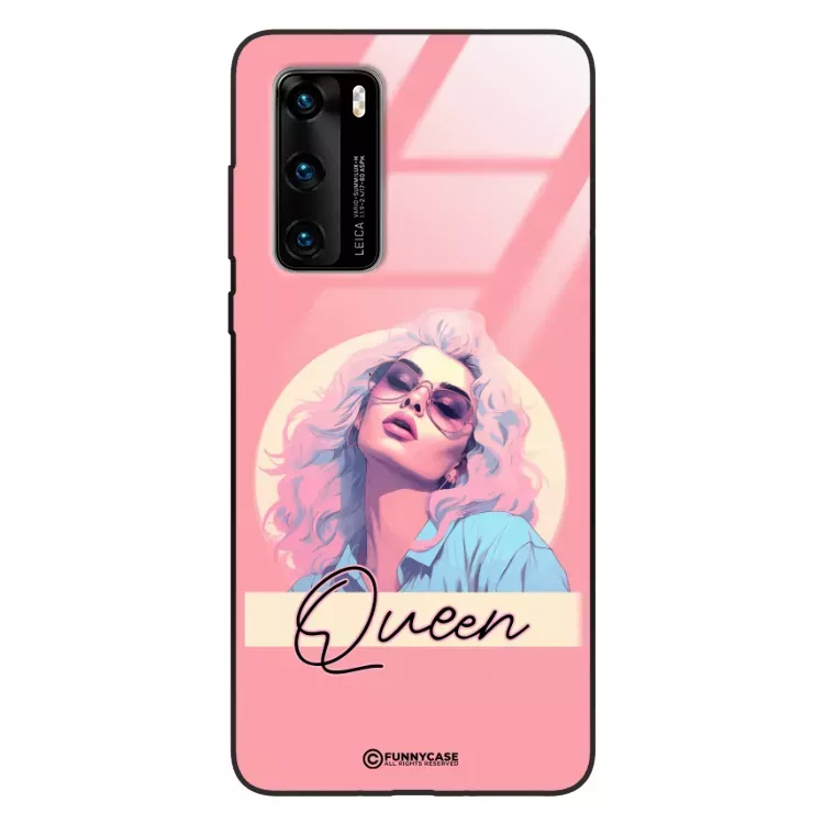 Etui Black Case Glass Hipster Babe do HUAWEI P40 Glamour Queen ST_HIB100