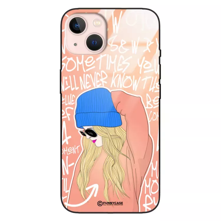 Etui Black Case Glass Hipster Babe do APPLE IPHONE 13 Lifestyle ST_HIB114