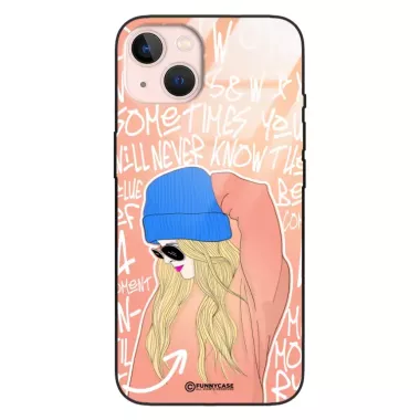 Etui Black Case Glass Hipster Babe do APPLE IPHONE 13 Lifestyle ST_HIB114