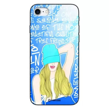 Etui Black Case Glass Hipster Babe do APPLE IPHONE 8 Girl Power ST_HIB113