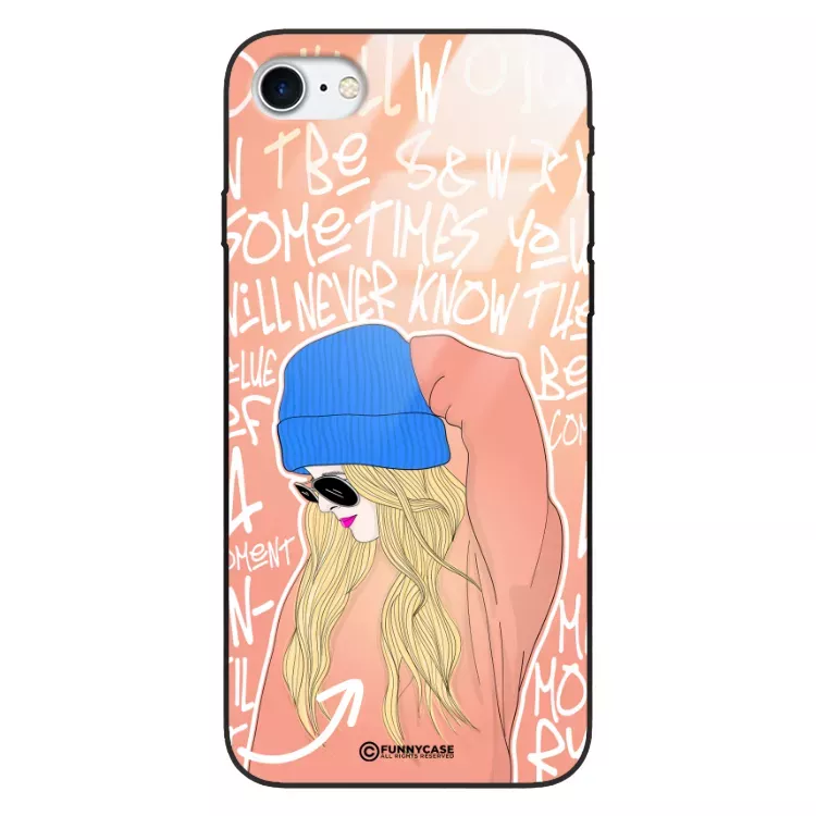 Etui Black Case Glass Hipster Babe do APPLE iPHONE SE2 Lifestyle ST_HIB114