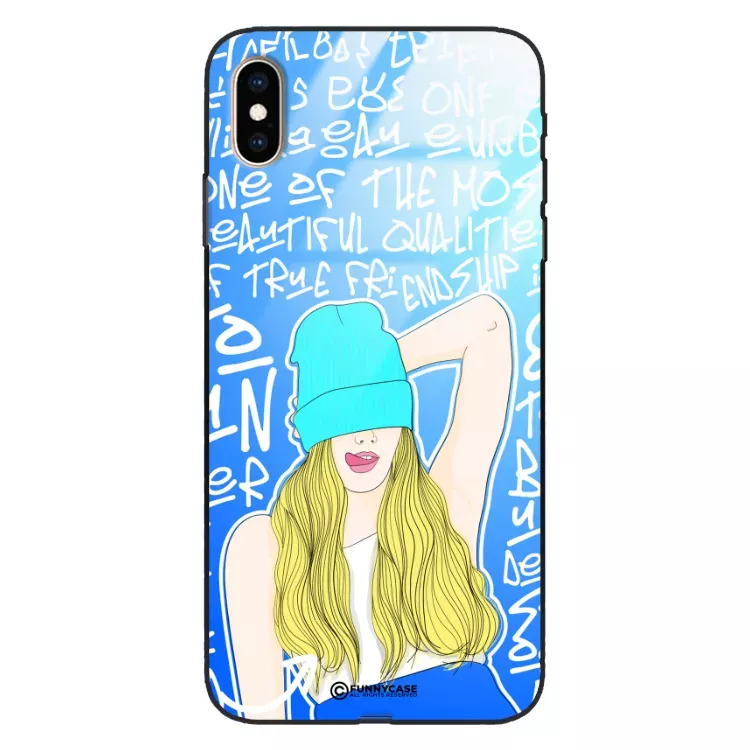 Etui Black Case Glass Hipster Babe do APPLE IPHONE XS MAX Girl Power ST_HIB113