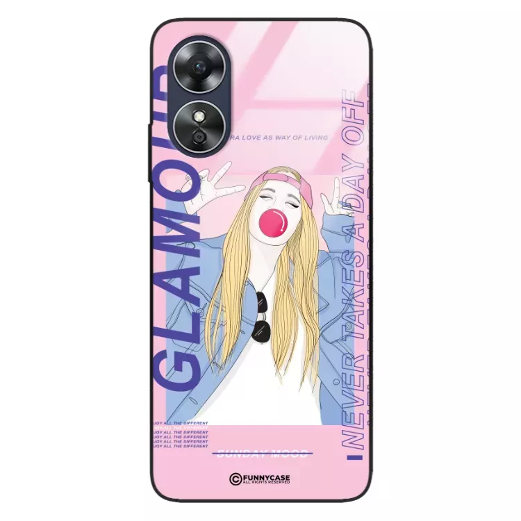 Etui Black Case Glass Hipster Babe do OPPO A17 Glamour ST_HIB118