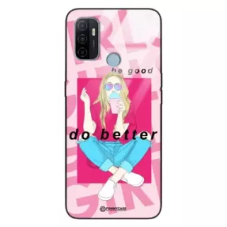 Etui Black Case Glass Hipster Babe do OPPO A53 Styl Fashion ST_HIB117