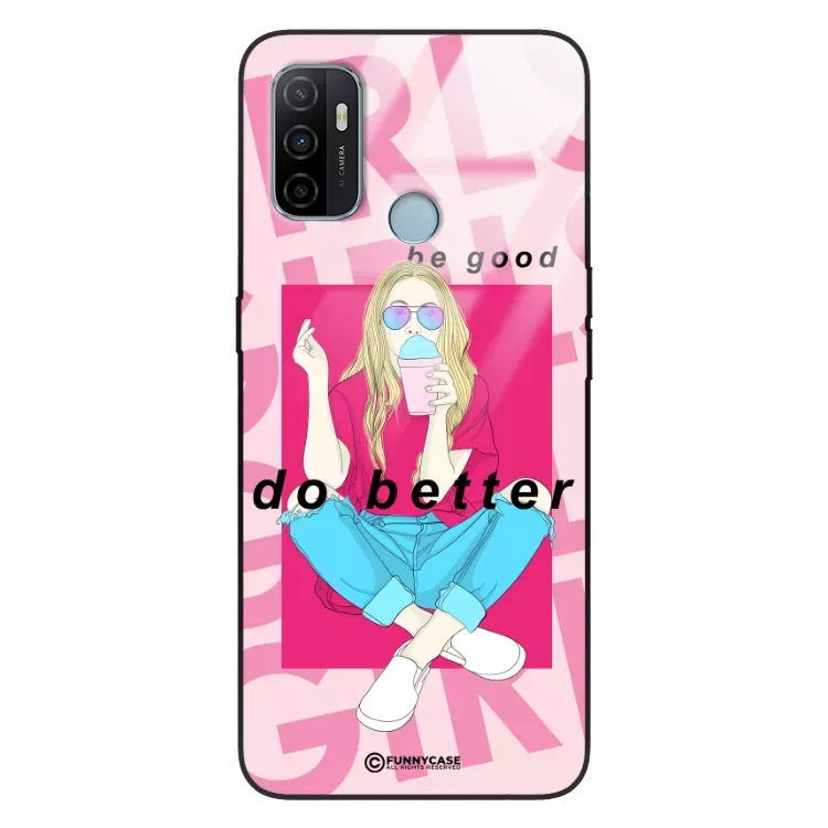 Etui Black Case Glass Hipster Babe do OPPO A53 Styl Fashion ST_HIB117