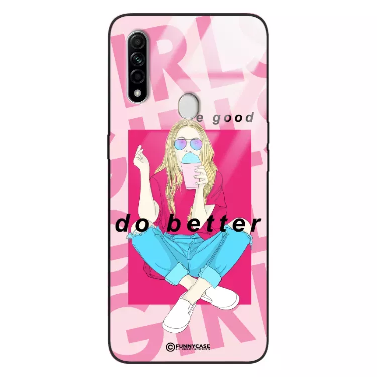 Etui Black Case Glass Hipster Babe do OPPO A8 2020  Styl Fashion ST_HIB117