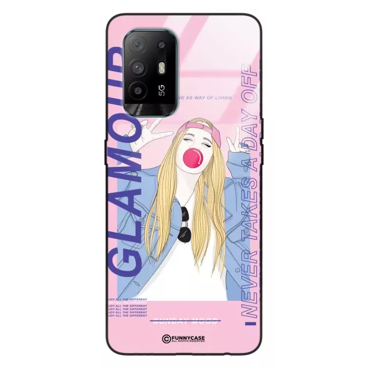 Etui Black Case Glass Hipster Babe do OPPO A95 4G Glamour ST_HIB118