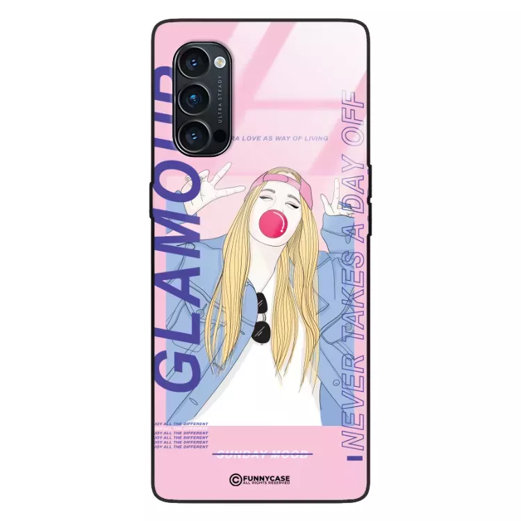 Etui Black Case Glass Hipster Babe do OPPO RENO 4 PRO  Glamour ST_HIB118