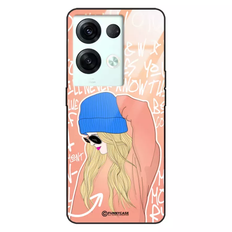 Etui Black Case Glass Hipster Babe do OPPO RENO 8 5G Lifestyle ST_HIB114