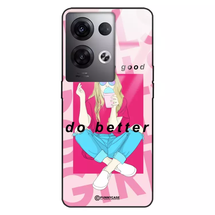 Etui Black Case Glass Hipster Babe do OPPO RENO 8 PRO PLUS Styl Fashion ST_HIB117