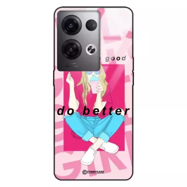 Etui Black Case Glass Hipster Babe do OPPO RENO 8 PRO PLUS Styl Fashion ST_HIB117