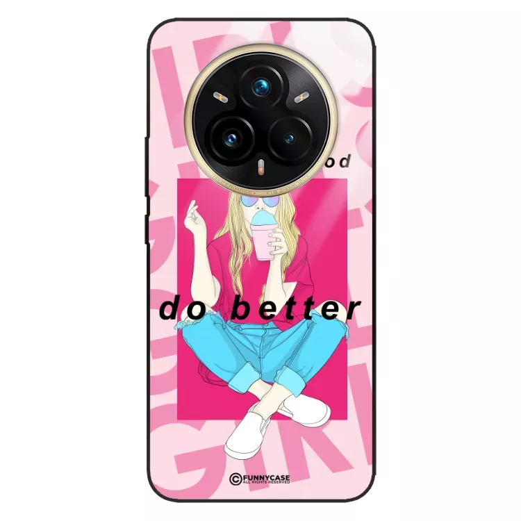 Etui Black Case Glass Hipster Babe do REALME 14 PRO PLUS 5G Styl Fashion ST_HIB117