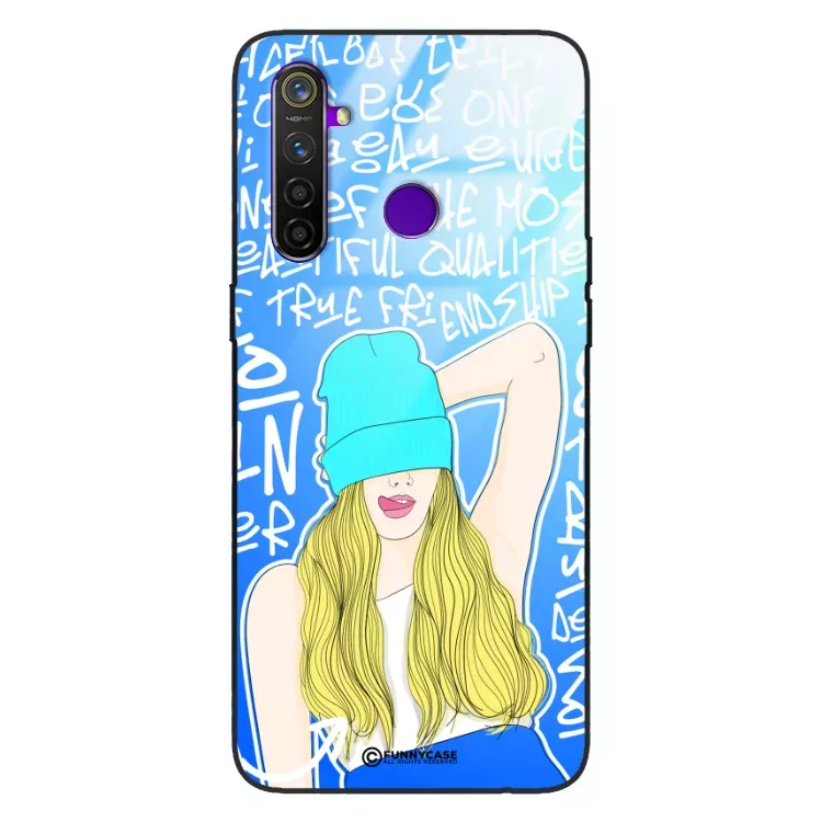 Etui Black Case Glass Hipster Babe do REALME 5 PRO Girl Power ST_HIB113