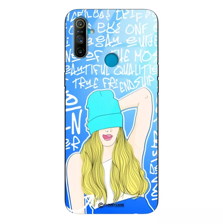 Etui Black Case Glass Hipster Babe do REALME C3 Girl Power ST_HIB113