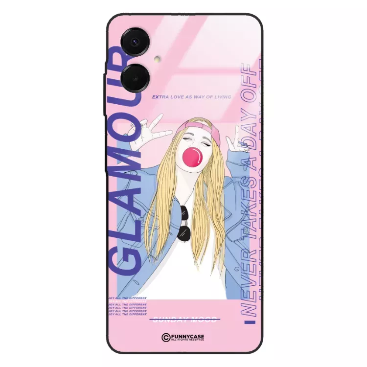 Etui Black Case Glass Hipster Babe do SAMSUNG A06 4G Glamour ST_HIB118