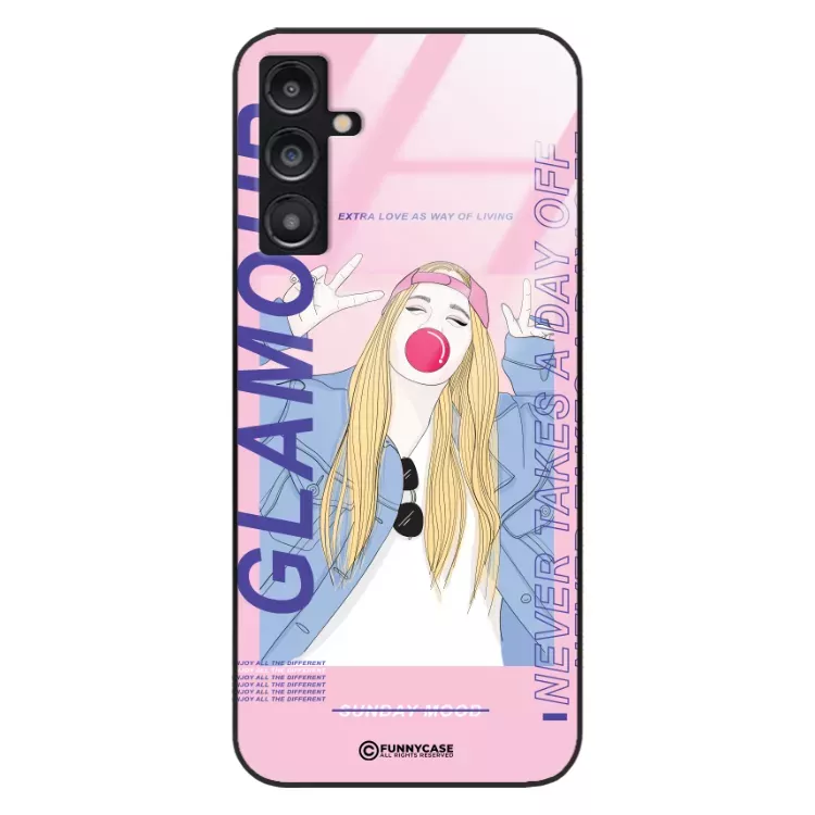 Etui Black Case Glass Hipster Babe do SAMSUNG A14 5G Glamour ST_HIB118